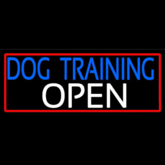 Dog Training Open With Red Border Handmade Art Neon Sign