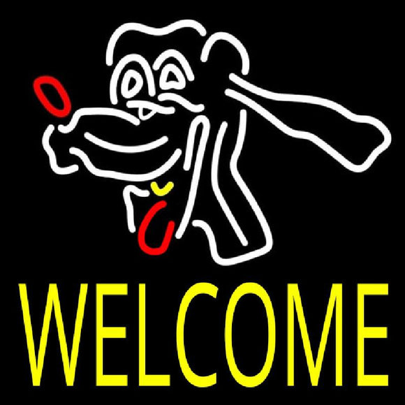 Dog Welcome 2 Handmade Art Neon Sign