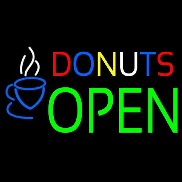 Donuts Open Handmade Art Neon Sign