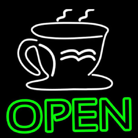 Double Stroke Coffee Cup Open Handmade Art Neon Sign