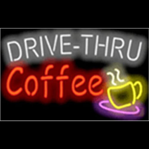 Drive Thru Coffee Cafe Handmade Art Neon Sign