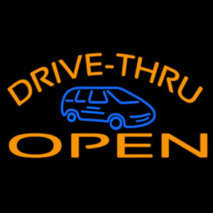 Drive Thru Open With Car Handmade Art Neon Sign