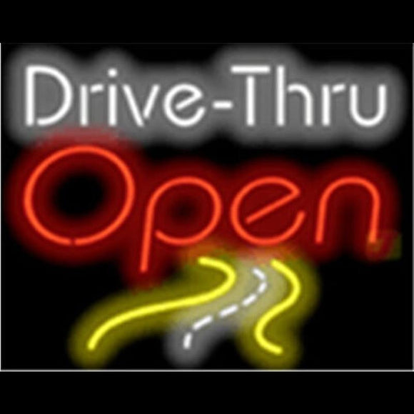 Drive Thru Open Wroad Scene Handmade Art Neon Sign
