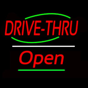 Drive Thru Open Yellow Line Handmade Art Neon Sign