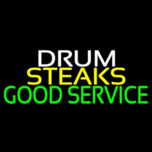 Drum Steaks Good Service Block 1 Handmade Art Neon Sign