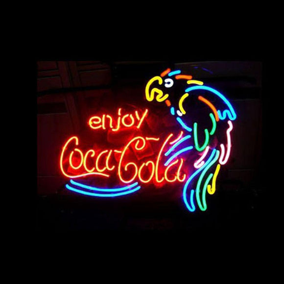 Professional  Enjoy Coca Cola Parrot Beer Bar Open Neon Signs