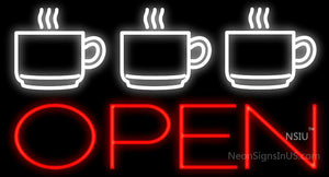 Espresso Cups Open Neon Sign