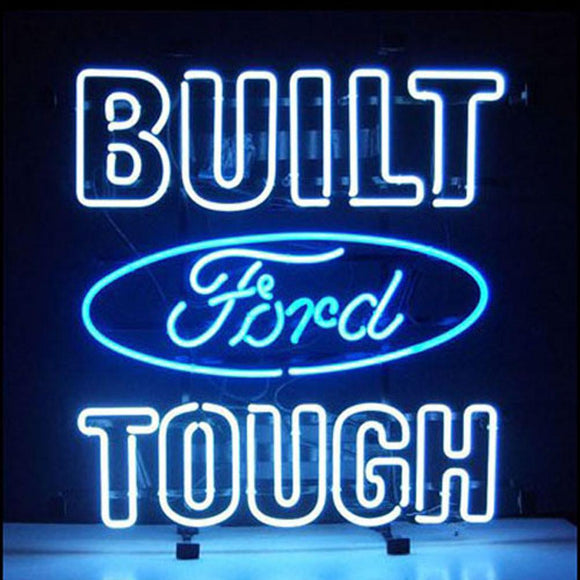 Professional  Ford Built Tough Shop Open Neon Sign