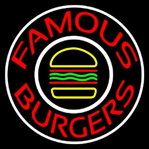 Famous Burgers Circle Handmade Art Neon Sign