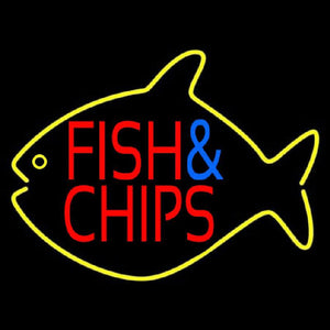 Fish And Chips Inside Fish Handmade Art Neon Sign