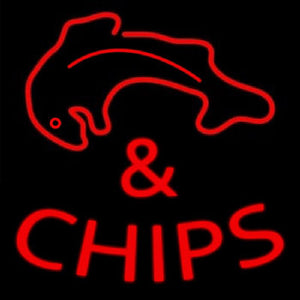Fish And Chips Red Handmade Art Neon Sign