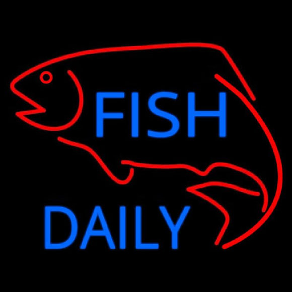 Fish Daily With Red Fish Handmade Art Neon Sign