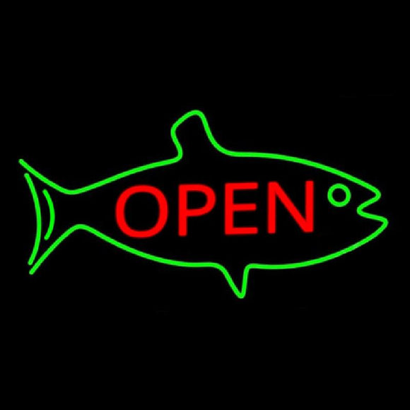 Fish Logo Open 2 Handmade Art Neon Sign