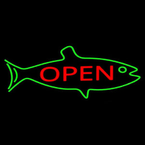 Fish Logo Open Handmade Art Neon Sign