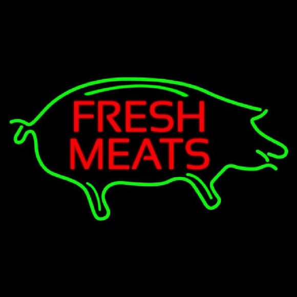 Fresh Meats With Pig Handmade Art Neon Sign