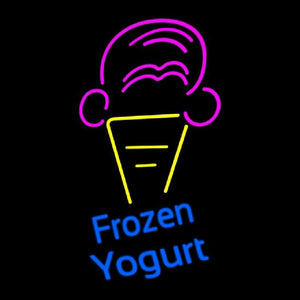 Frozen Yogurt Blue Ltrs With Cone Logo Handmade Art Neon Sign