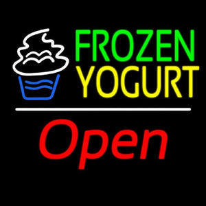 Frozen Yogurt Open White Line Handmade Art Neon Sign