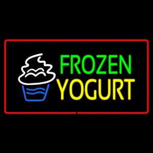 Frozen Yogurt Rectangle Red Handmade Art Neon Sign