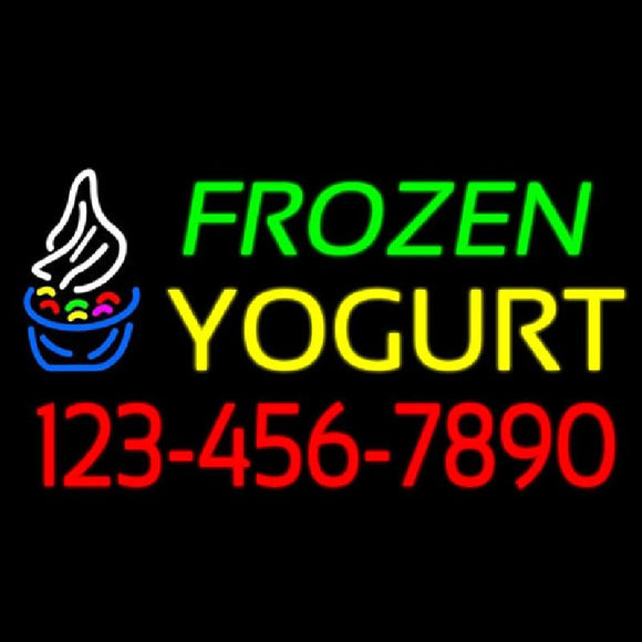 Frozen Yogurt With Phone Number Handmade Art Neon Sign