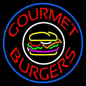 Gourmet Burgers Circle Handmade Art Neon Sign