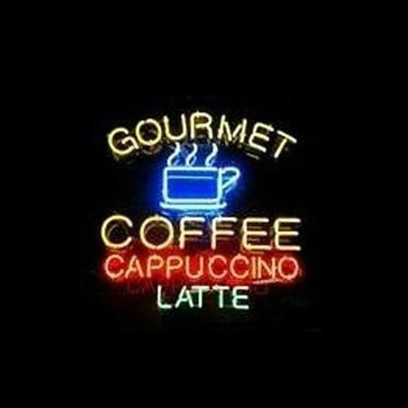 Gourmet Coffee Cappuccino Latte Handmade Art Neon Sign