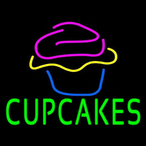 Green Cupcakes With Cupcake Handmade Art Neon Sign