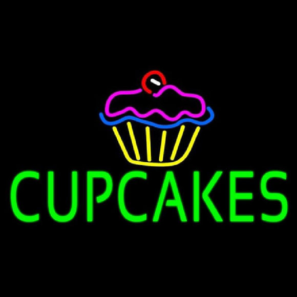 Green Cupcakes With Logo Handmade Art Neon Sign