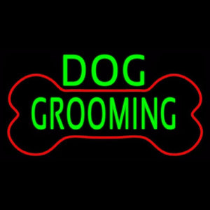 Green Dog Grooming Red Bone Handmade Art Neon Sign