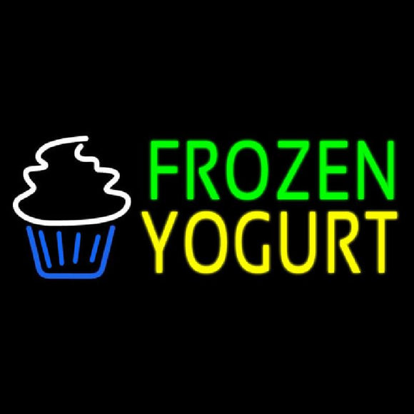 Green Frozen Yogurt Yellow Logo Handmade Art Neon Sign