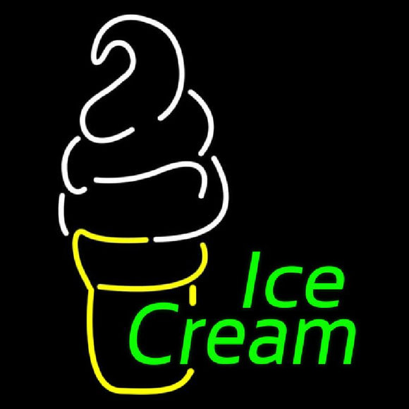Green Ice Cream Logo Handmade Art Neon Sign