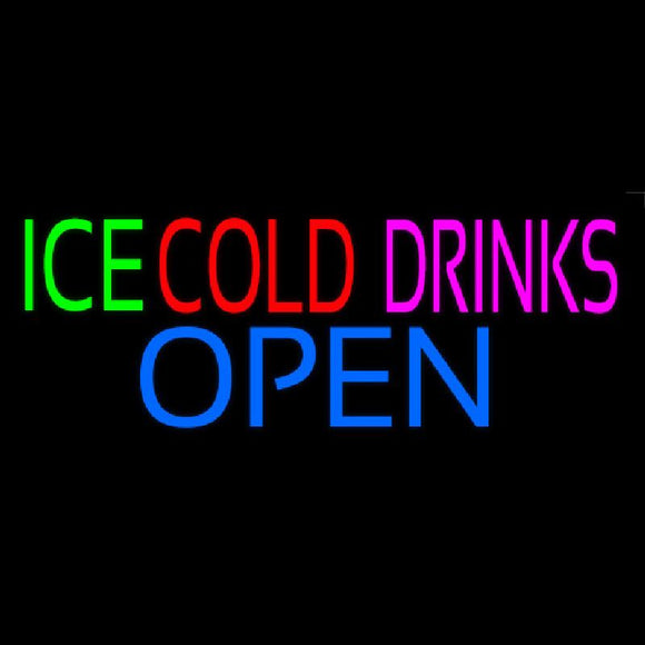 Green Ice Red Cold Drinks Open Handmade Art Neon Sign