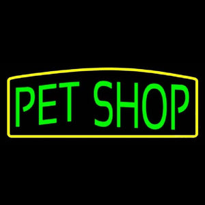 Green Pet Shop Yellow Border Handmade Art Neon Sign