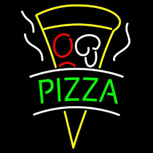 Green Pizza With Logo Handmade Art Neon Sign