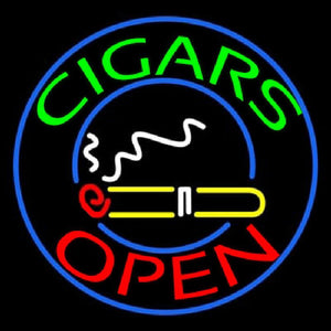 Green Round Cigars Open Handmade Art Neon Sign