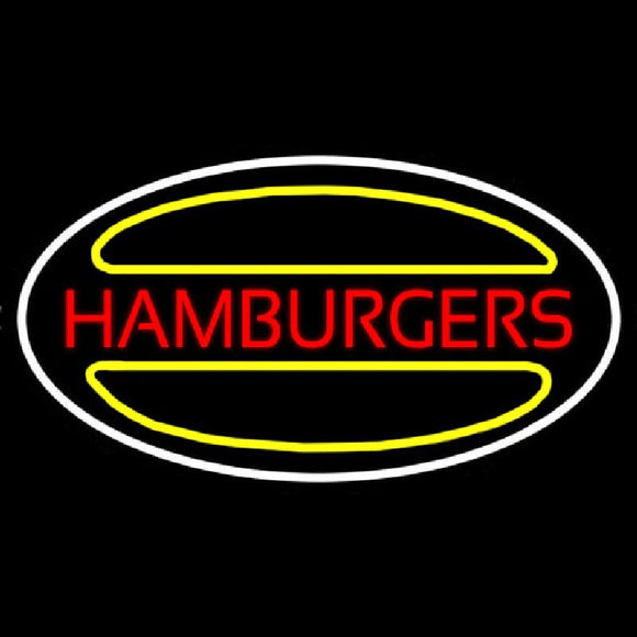 Hamburgers Logo Oval Handmade Art Neon Sign
