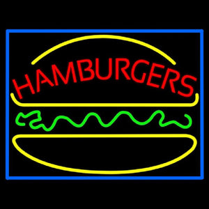 Hamburgers Logo With Border Handmade Art Neon Sign
