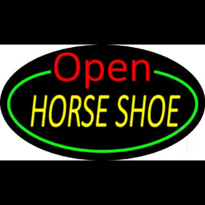 Horseshoe Open With Green Border Handmade Art Neon Sign