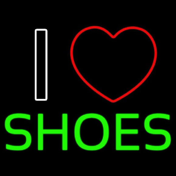 I Love Shoes Heart Logo Handmade Art Neon Sign