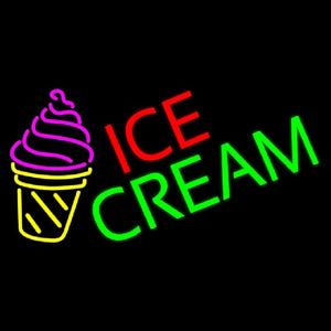 Ice Cream Cone Image Handmade Art Neon Sign
