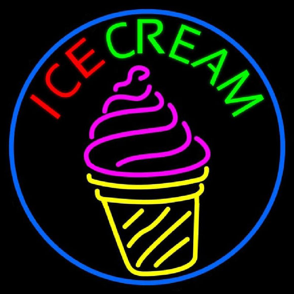 Ice Cream Cone Image Handmade Art Neon Sign