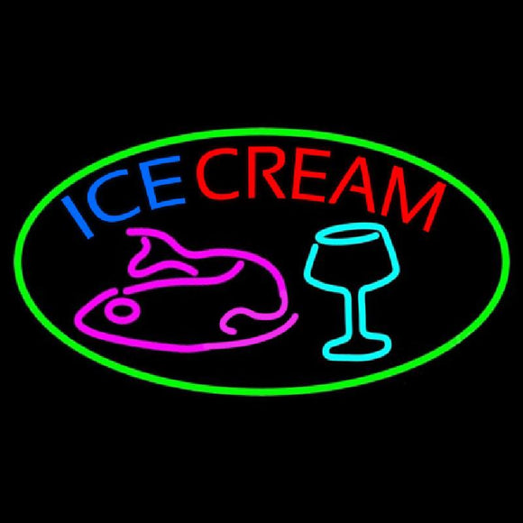 Ice Cream Glass N Fish Handmade Art Neon Sign