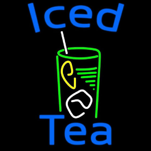 Iced Tea With Glass Handmade Art Neon Sign