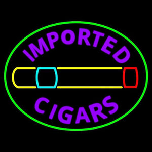 Imported Cigars With Graphic Handmade Art Neon Sign