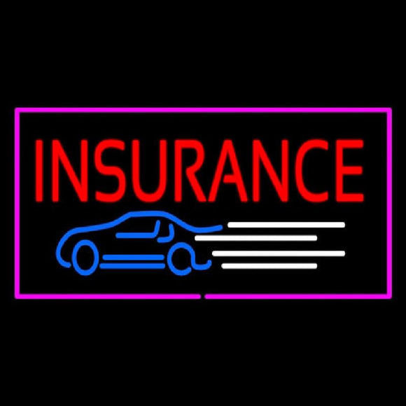 Insurance Car Logo Pink Border Handmade Art Neon Sign