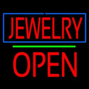 Jewelry Open Block Green Line Handmade Art Neon Sign