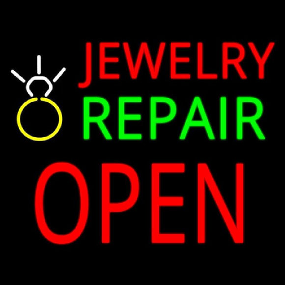 Jewelry Repair Block Open With Logo Handmade Art Neon Sign