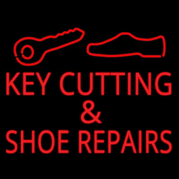 Key Cutting And Shoe Repairs Logo Handmade Art Neon Sign