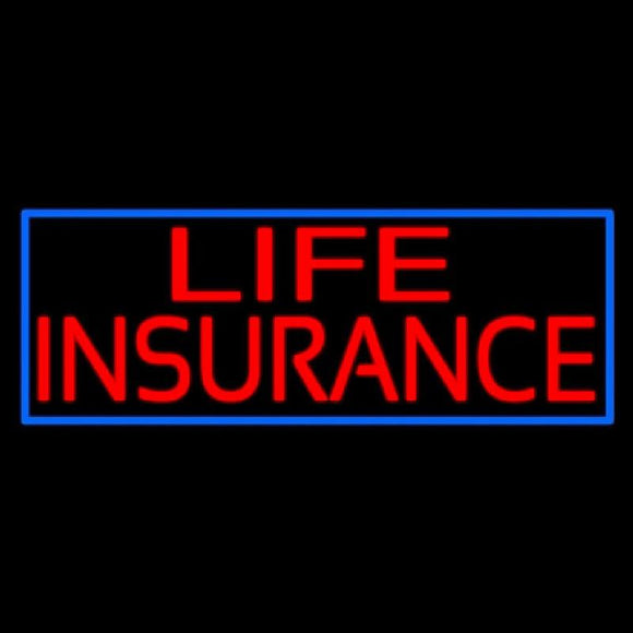 Life Insurance Block Blue Border Handmade Art Neon Sign