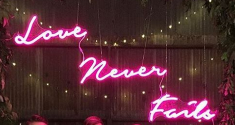 Love Never Fails Handmade Art Neon Signs