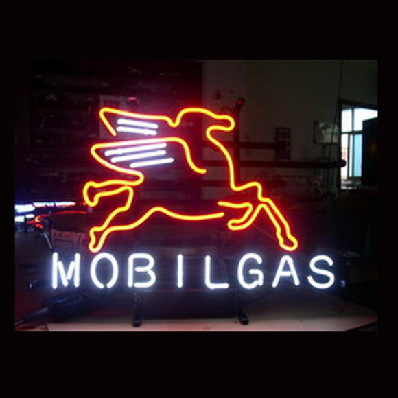Professional  Mobilgas Oil Shop Open Neon Sign